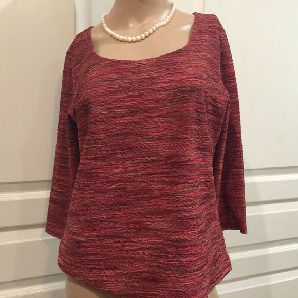 J. Jill Tops - J Jill Stretch Crinkly Top in Fuchsia, Rust, Sz S